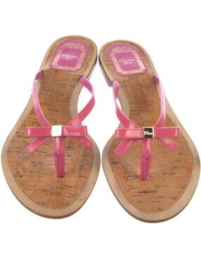 Dior Pink Bow Thong Sandals with Cork Footbed